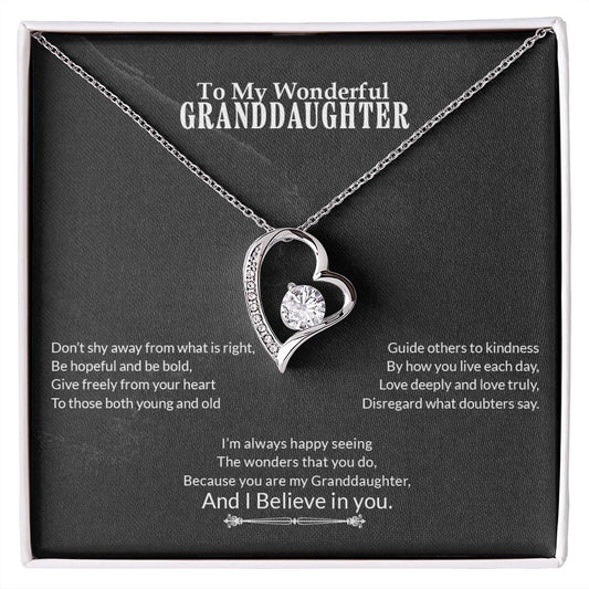 To My Wonderful Granddaughter | I Believe In You - Forever Love Necklace
